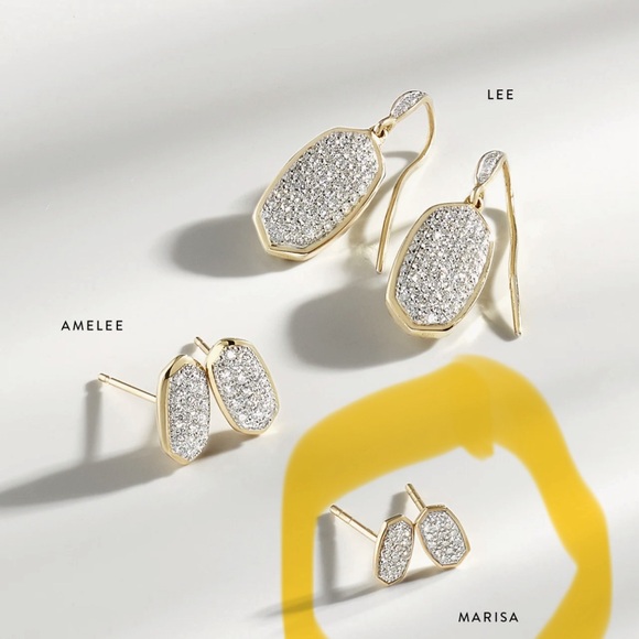 Kendra Scott Marisa Stud Earrings in White Diamond and 14k Yellow Gold - Picture 2 of 6